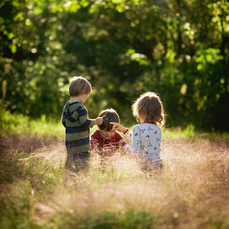 Spielende-Kinder-auf-einer-Wiese